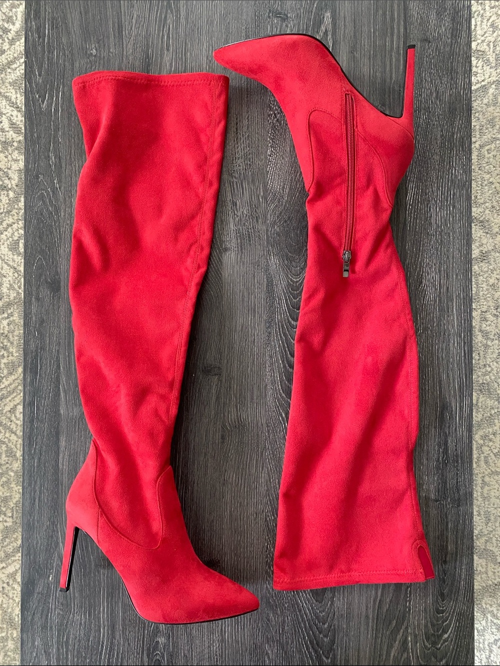 Nine West Red Over-the-Knee Stiletto Boots